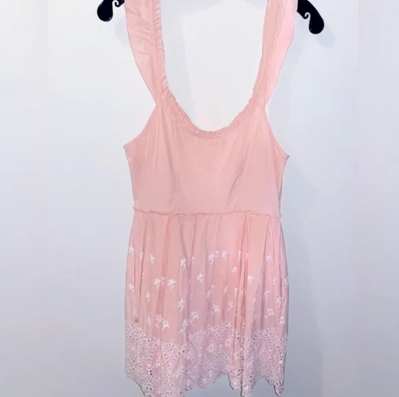 LoveShackFancy Pink Eyelet Mini Dress Size 6  Sleeveless Pleated Boho NWT - Picture 14 of 14